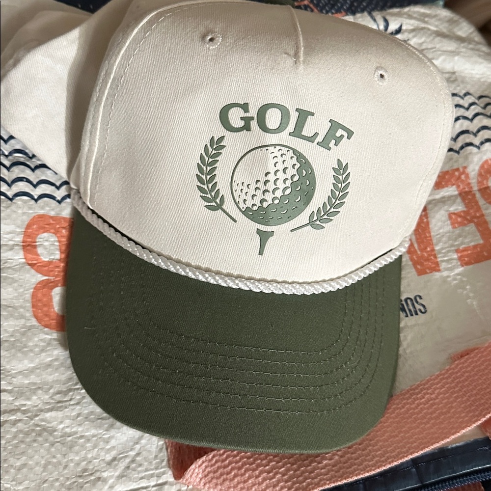 Green and White Golf Cap